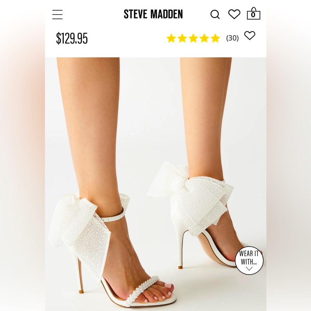 Adorable Steve Madden Benni White Pearl Embellished Bow Heel